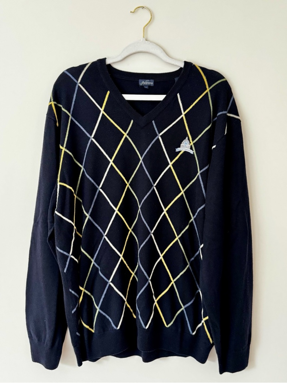 Vintage Jack Nicklaus Wool Argyle Sweater w/ Congressional Golf Embroidery – XL